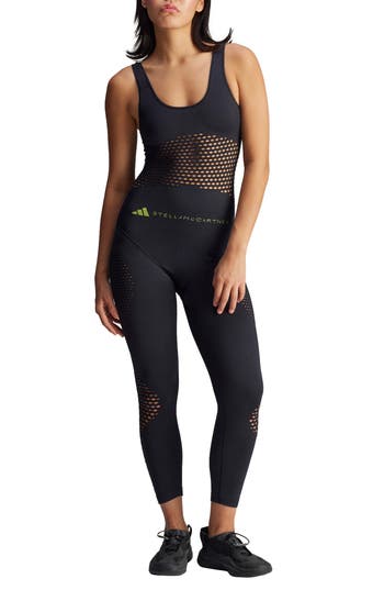 Adidas By Stella Mccartney Asmc Mesh Onesie Jumpsuit In Black