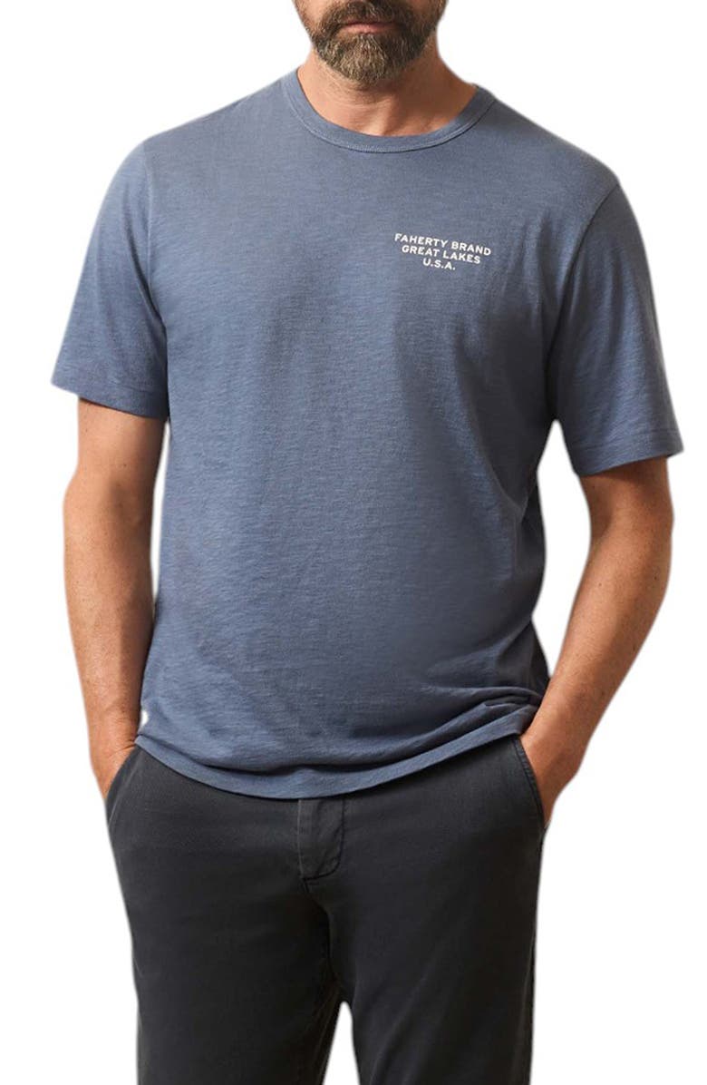 Faherty Freshwater Surf Club Sunwashed Cotton Graphic T-Shirt, Main, color, Dusk