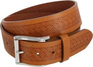 Trafalgar Grady 40mm Celtic Scroll Embossed Leather Jean Belt