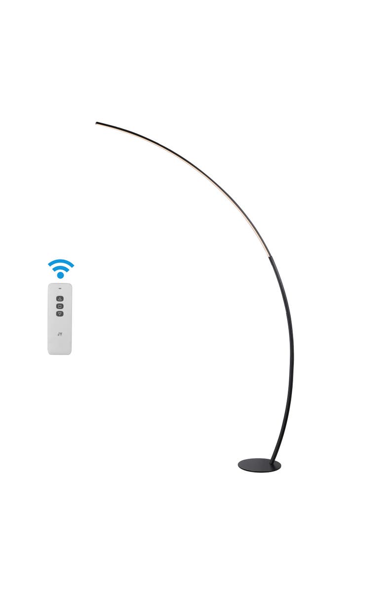 JONATHAN Y Enzo 68" Contemporary Minimalist Metal Arc Dimmable Integrated LED Floor Lamp, Black, Main, color,