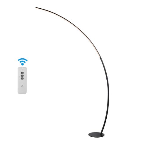 Enzo 68" Contemporary Minimalist Metal Arc Dimmable Integrated LED Floor Lamp, Black