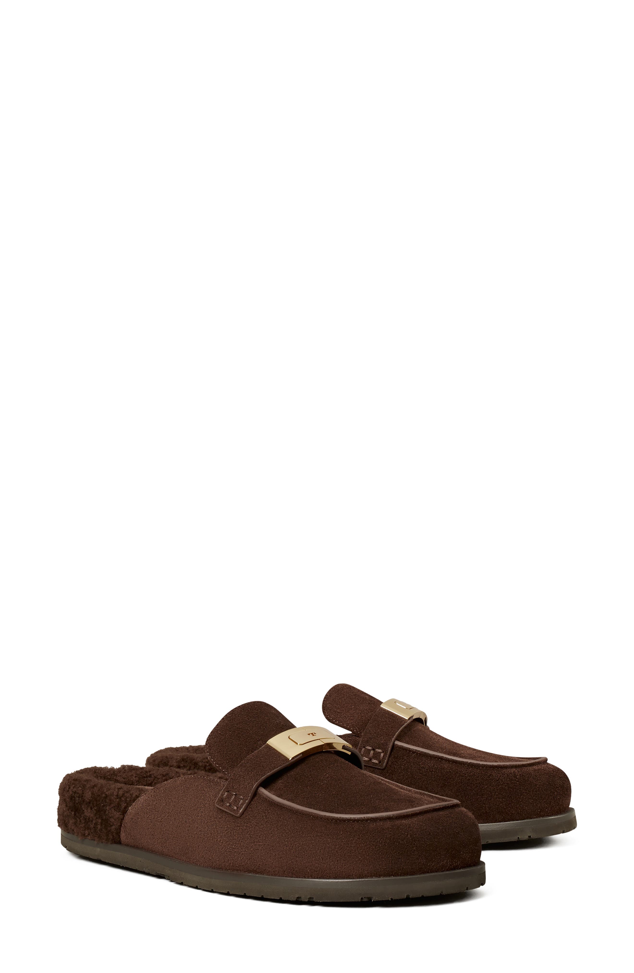 Leelee Shearling Mule, Main, color, DARK COCOA