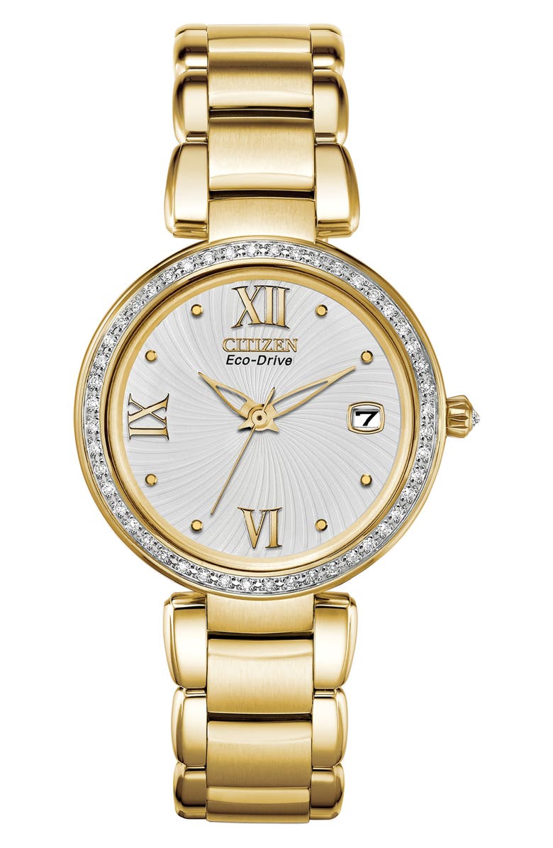 Citizen Eco-Drive Swarovski Crystal Watch, 31mm case, Main, color, 