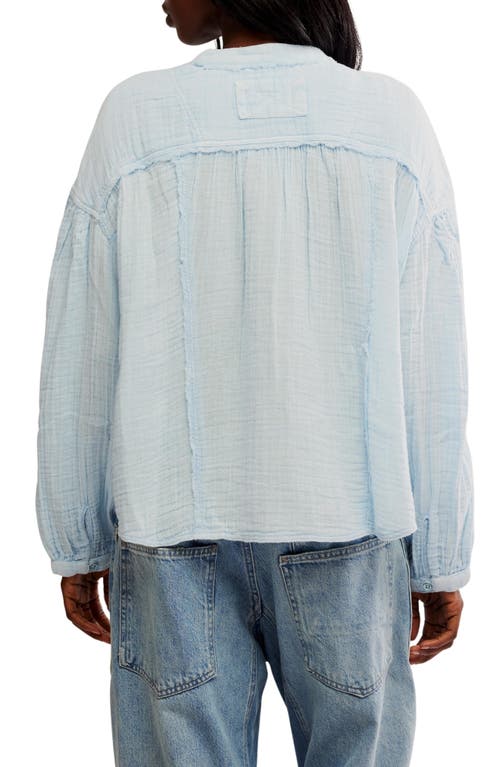 Shop Free People Valley Cotton Doublecloth Button-up Shirt In Ice Water