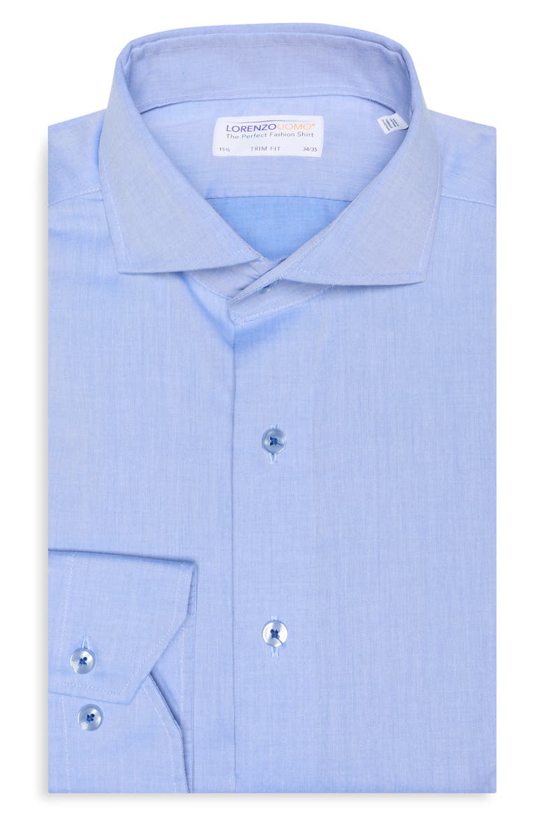 Trim Fit Solid Textured Dress Shirt, Alternate, color, LIGHT BLUE