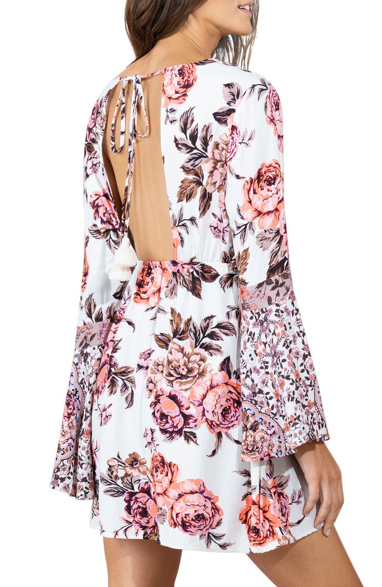 Maaji Rose Maya Bell Sleeve Floral Cover-Up Dress, Alternate, color,
