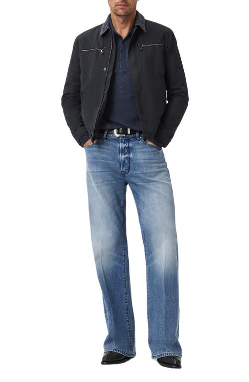 John Varvatos Jalen Three Color Marl Jacquard Long Sleeve Polo In Blue