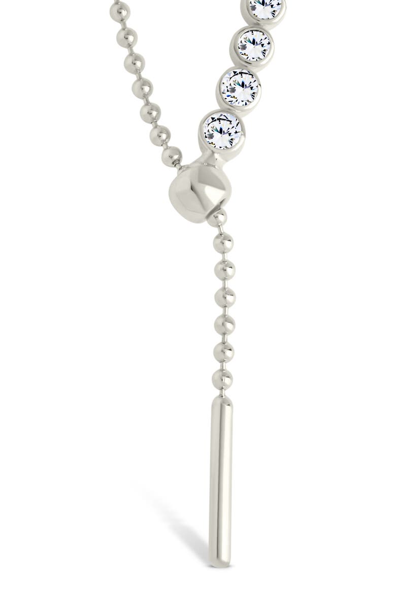 Sterling Forever Nella Delicate Cubic Zirconia Lariat Necklace, Alternate, color, Silver