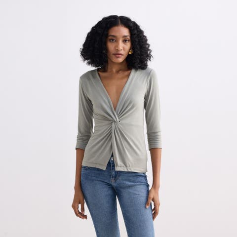 Twist Front Knit Shirt