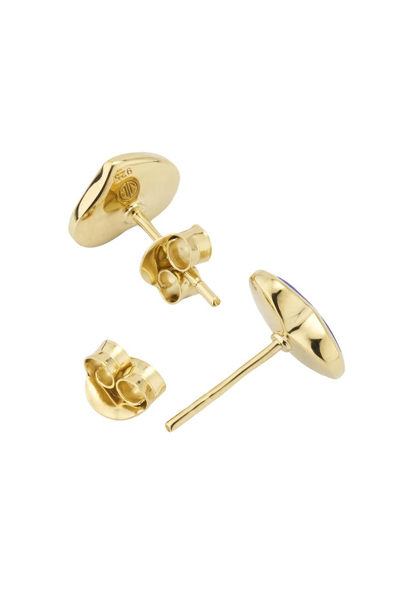 Heart Stud Earring Set In Sterling With 18K Gold Overlay, Alternate, color, Blue