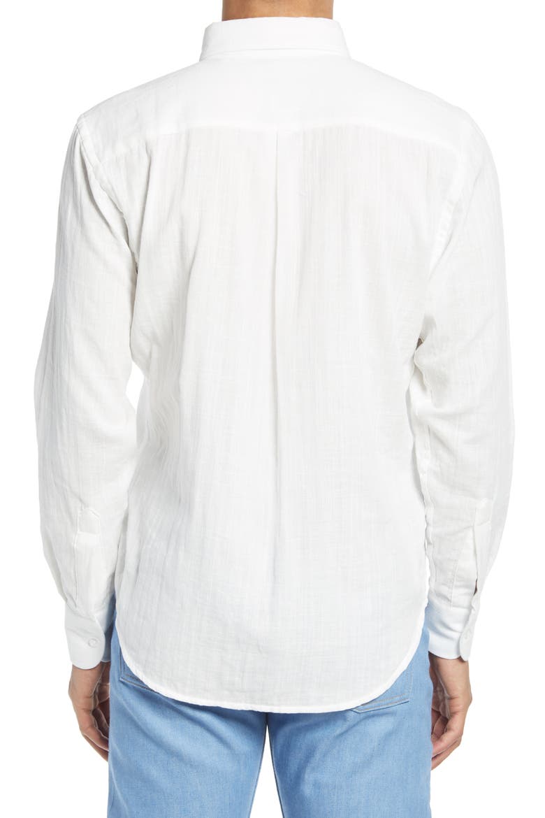 Slim Fit Double Weave Button-Down Shirt, Alternate, color, DOUBLE WEAVE GAUZE - WHITE