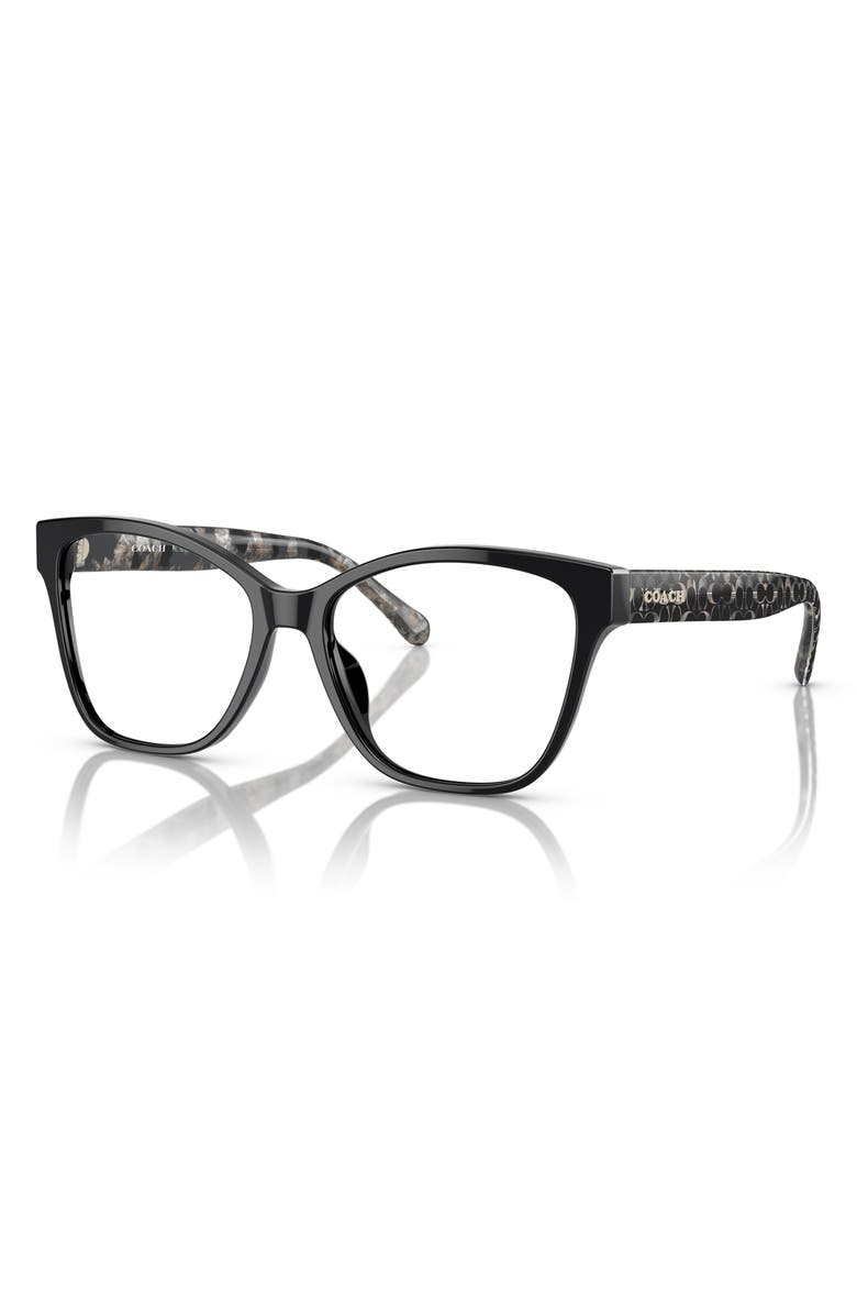 COACH 50mm Square Optical Glasses, Alternate, color, Black / Demo Lens
