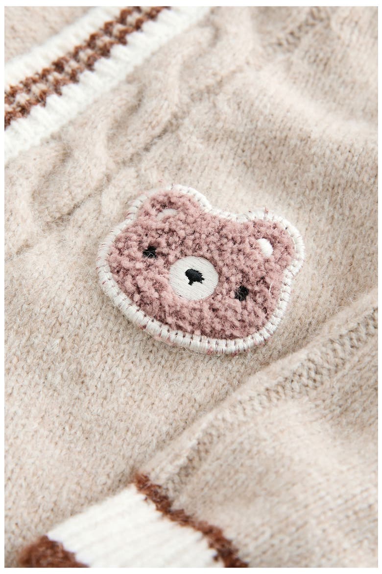 Kids' Varsity Bear Cardigan, Alternate, color, NEUTRAL