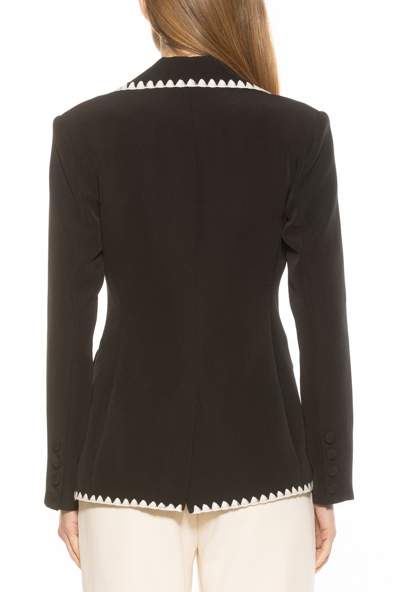 Contrast Embroidered Blazer, Alternate, color, BLACK