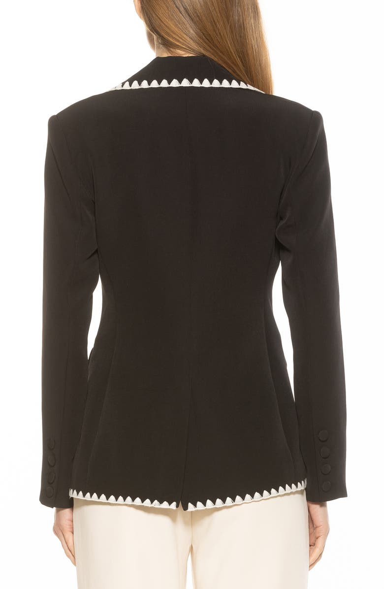 Alexia Admor Contrast Embroidered Blazer, Alternate, color, Black