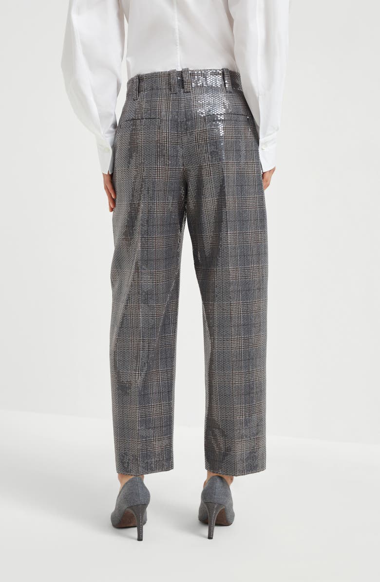 Brunello Cucinelli Prince of Wales trousers with embroidery, Alternate, color, Anthracite