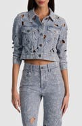 Alice + Olivia Chloe Eyelet Embroidered Denim Jacket