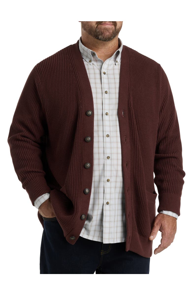 Oak Hill by DXL Ribbed V-Neck Cardigan, Main, color, 