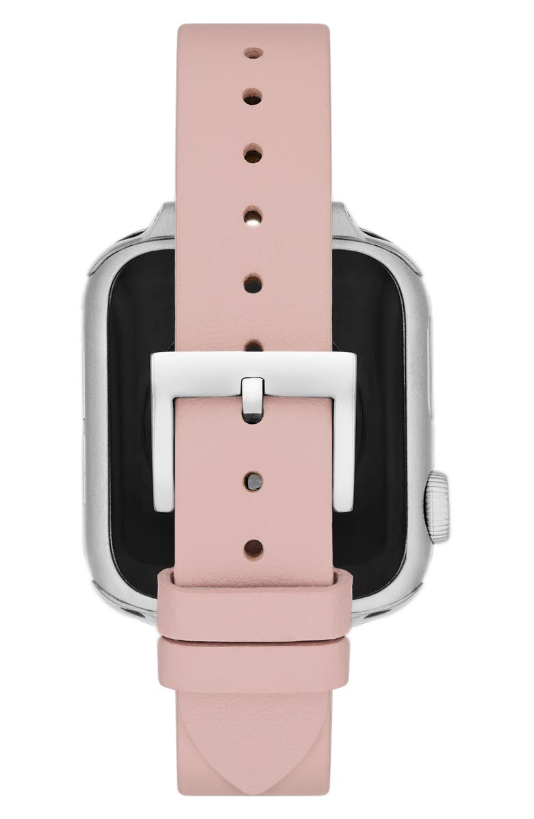 Tory Burch Leather 14mm Apple Watch<sup>®</sup> Watchband, Alternate, color, Blush