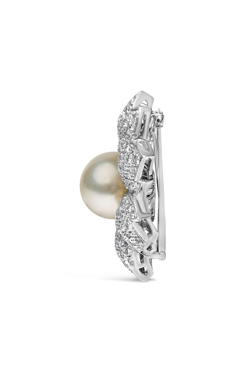 Haus of Brilliance 18K Gold 2 3/4 Cttw Diamond and Pearl Floral Brooch Pin, Alternate, color, White