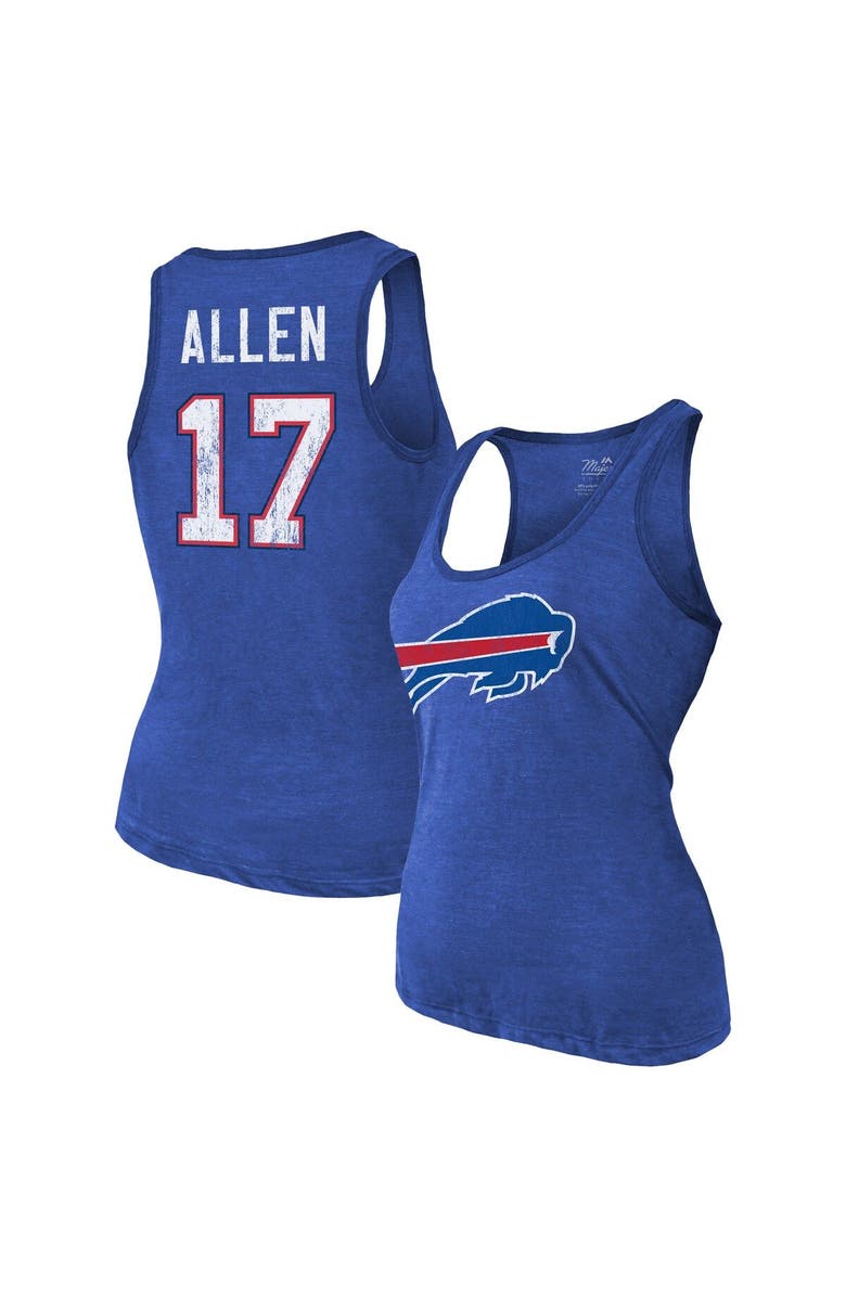 Majestic Threads Women's Majestic Threads Heathered Royal Buffalo Bills Name & Number Tri-Blend Tank Top, Main, color,