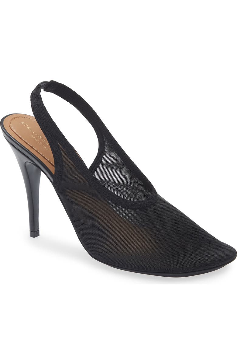 Stella McCartney Stretch Mesh Slingback Pump, Main, color, Black