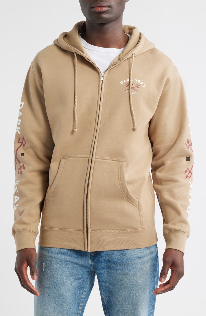 DARK SEAS Headmaster III Zip Fleece Hoodie, Alternate, color, Sandstone