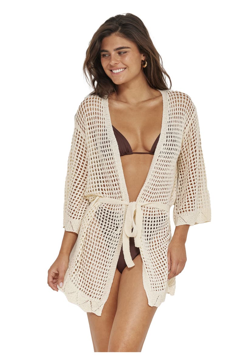 Maribelle Lace Robe Cover-Up, Main, color, Cream