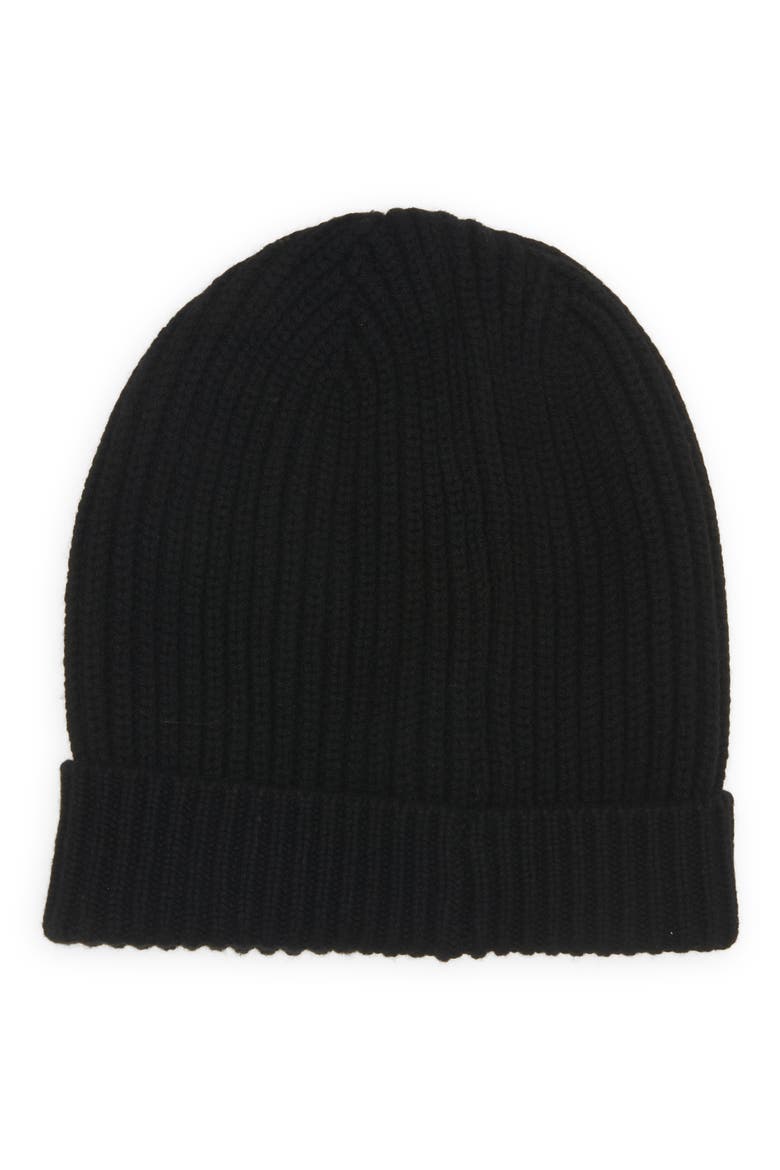Rib Wool & Cashmere Beanie, Main, color, BLACK