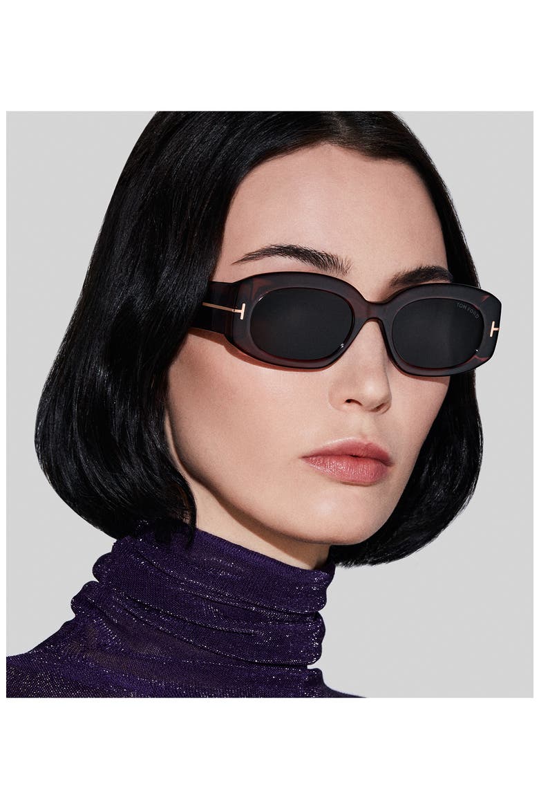 Cielle 52mm Oval Sunglasses, Alternate, color, TRANSPARENT WINE / T LOGO