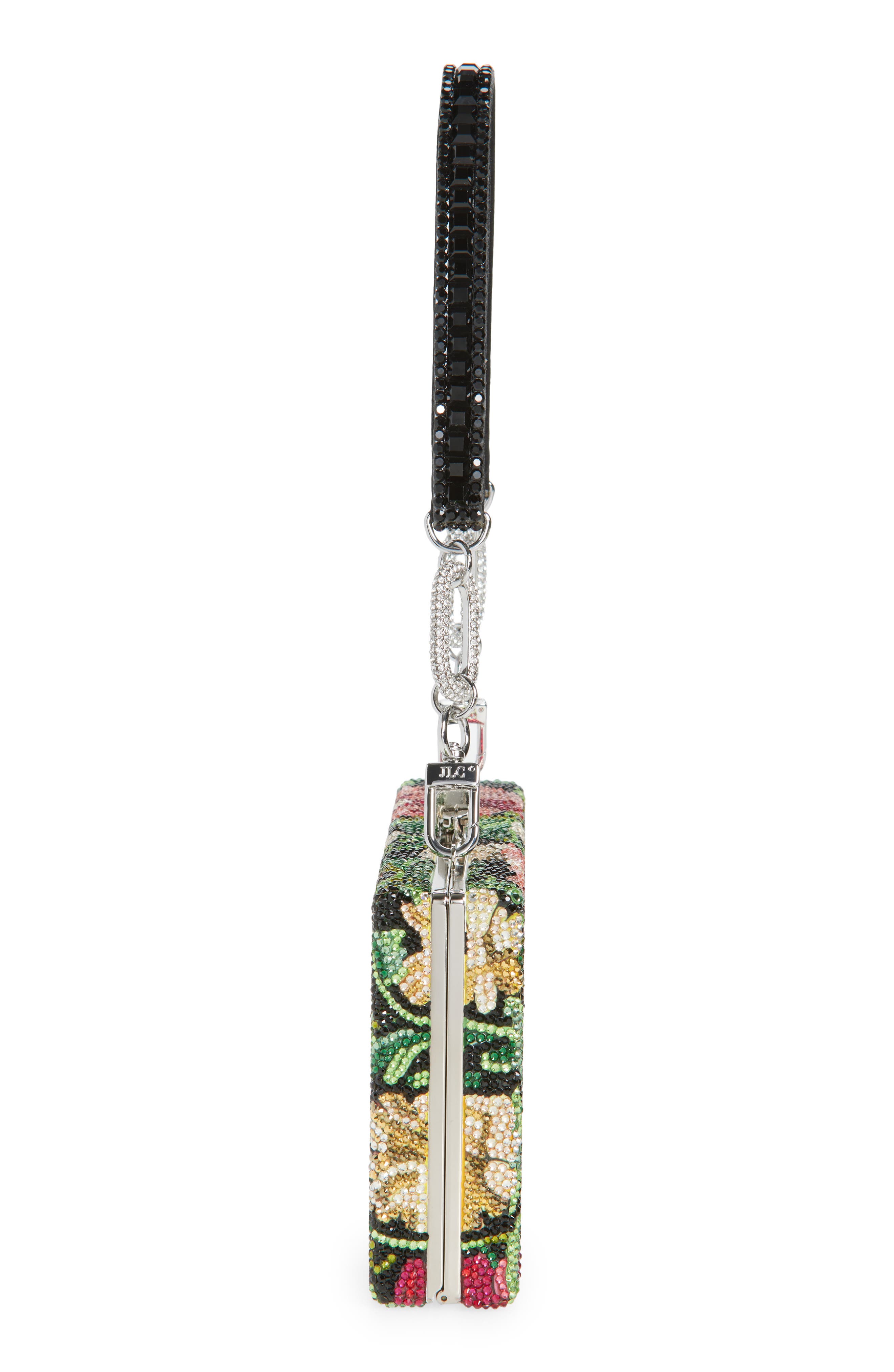 JUDITH LEIBER COUTURE Sleek Crystal Embellished Rectangle Clutch, Alternate, color, Silver Emerald Multi