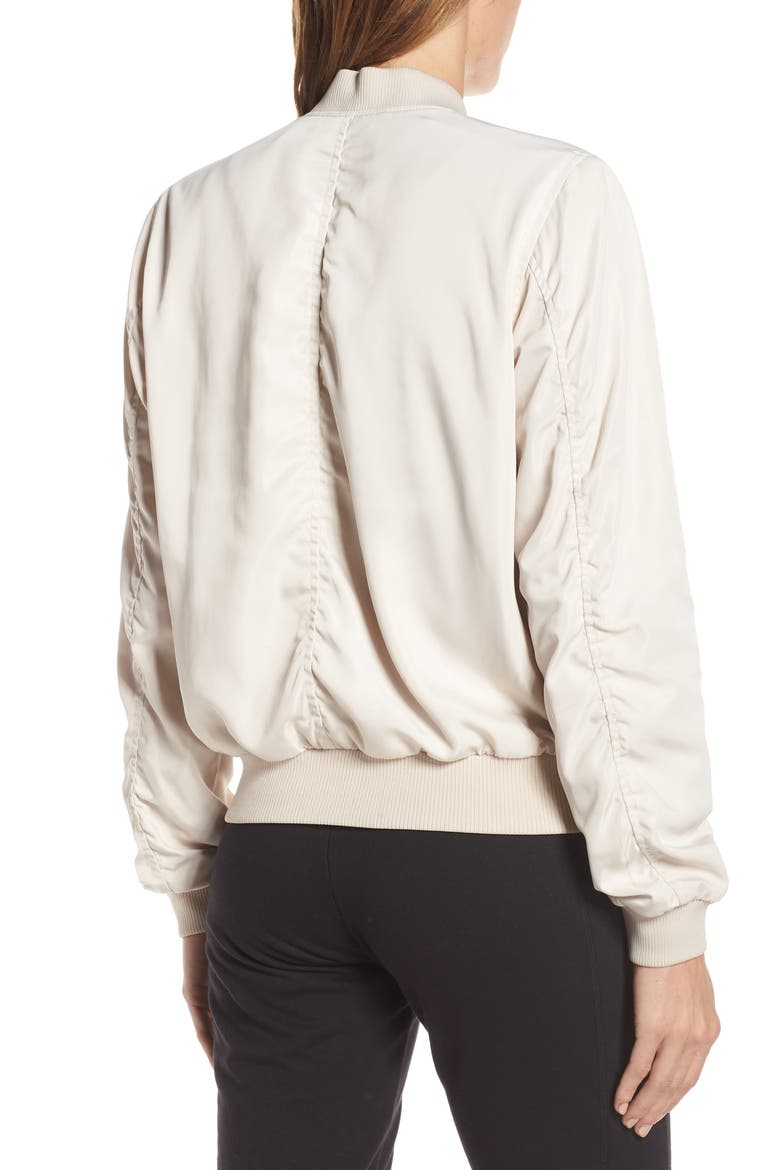 Ella Satin Bomber Jacket, Alternate, color, GREY CRYSTAL