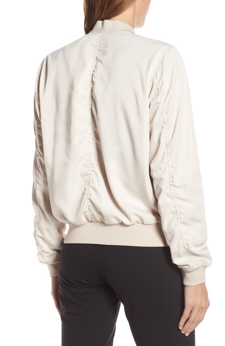 Zella Ella Satin Bomber Jacket, Alternate, color, 