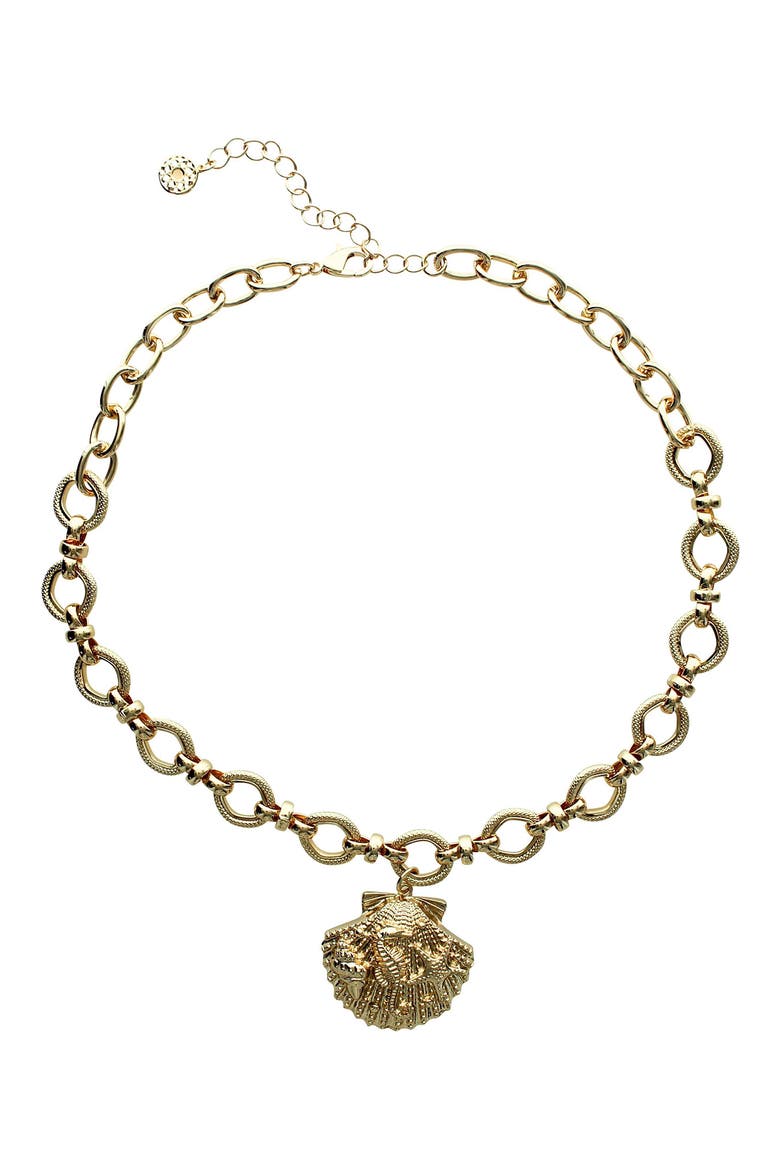 Shell Pendant Necklace, Main, color, GOLD