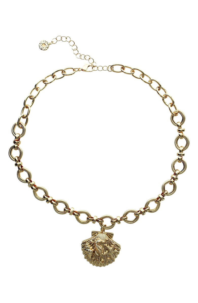 OLIVIA WELLES Shell Pendant Necklace, Main, color, Gold