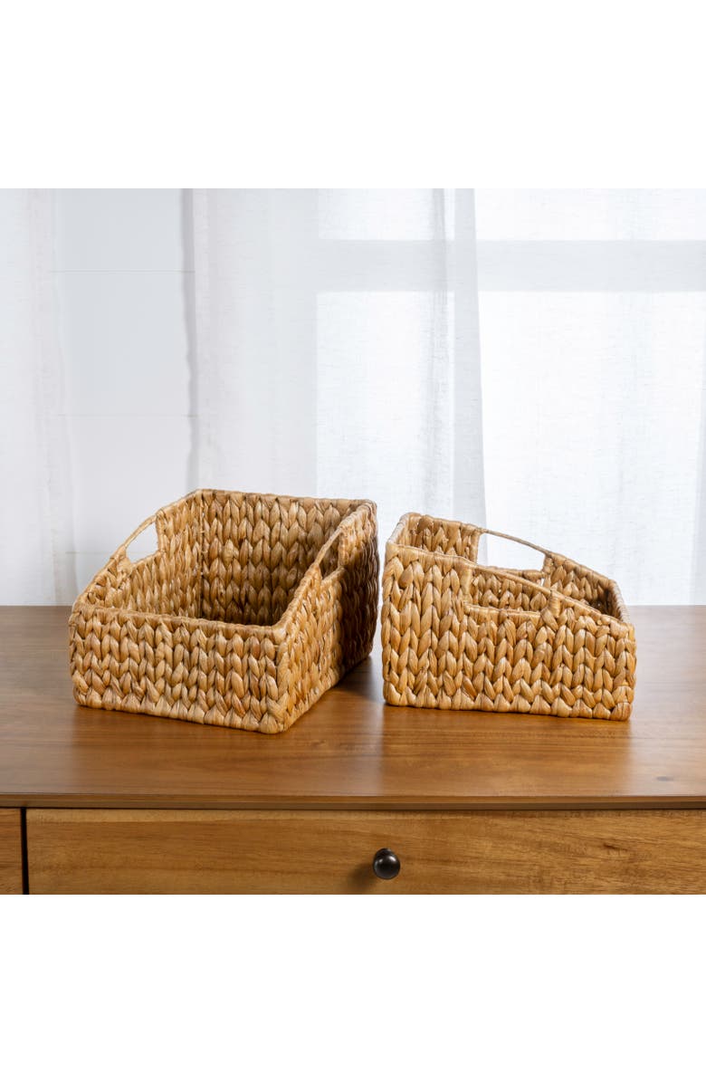 HAPPIMESS Havanah Southwestern Hand-Woven Hyacinth Slanted Nesting Baskets with Handles, Natural, Alternate, color, Natural