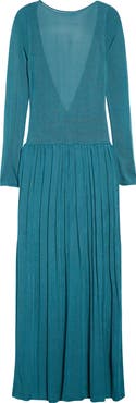 EMILY DAWN LONG Kingsley Pleated Long Sleeve Column Dress