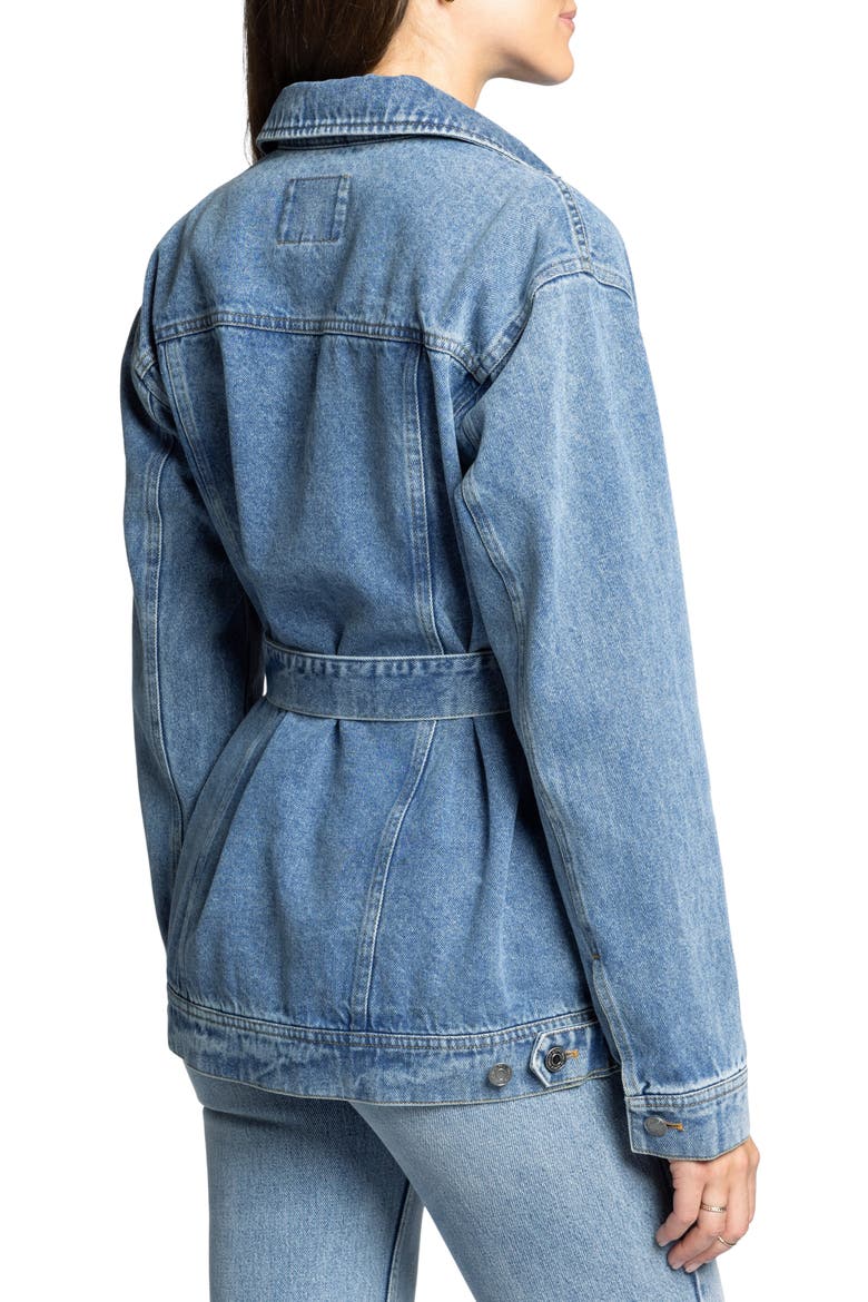 Nevada Belted Denim Jacket, Alternate, color, MED WASH