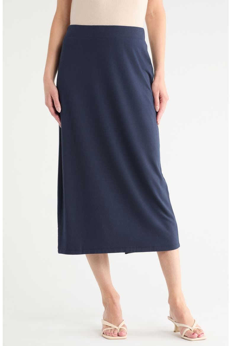 Pull-On Midi Skirt, Main, color, NAVY