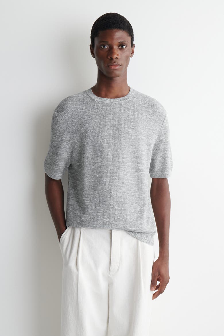 Relaxed Bouclé-knit T-shirt, Main, color, GRAY MÉLANGE