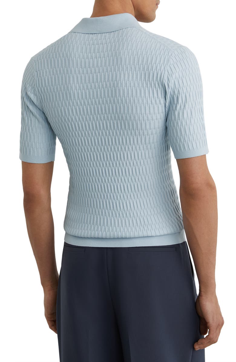 Reiss Era Basket Weave Knit Polo Sweater, Alternate, color, Soft Blue