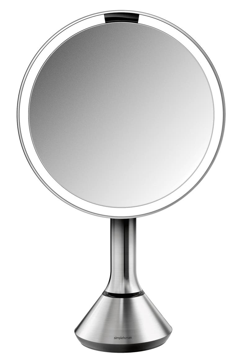 8-Inch Sensor Mirror with Brightness Control, Main, color, BRUSHED STAINLESS STEEL