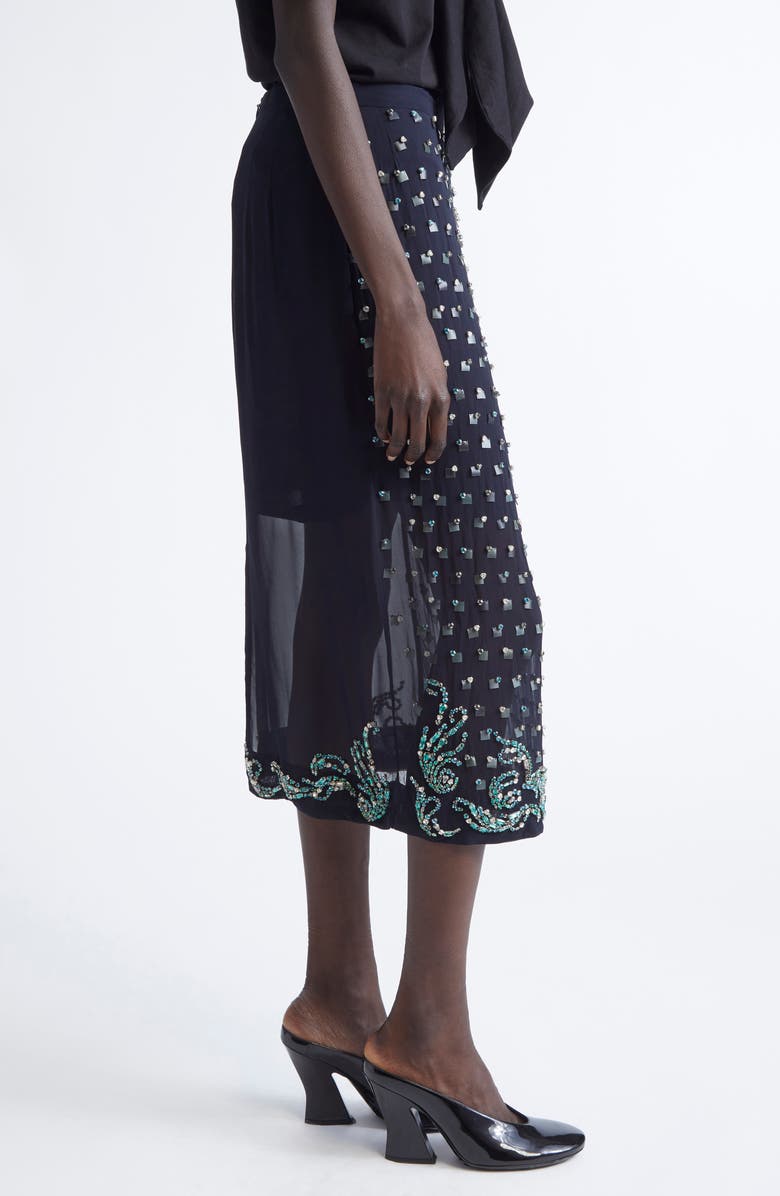 Dries Van Noten Sokna Embellished Midi Skirt, Alternate, color, Navy