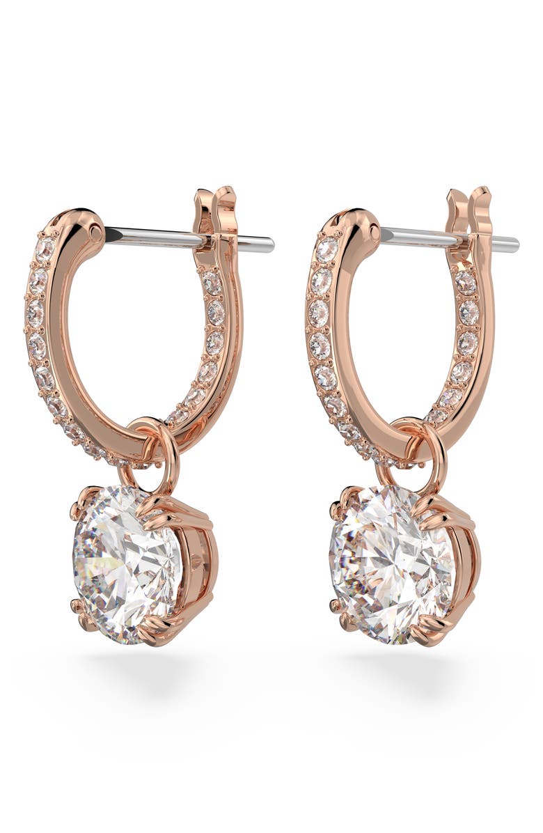 Swarovski Stilla Huggie Hoop Earrings, Alternate, color, Rose Gold