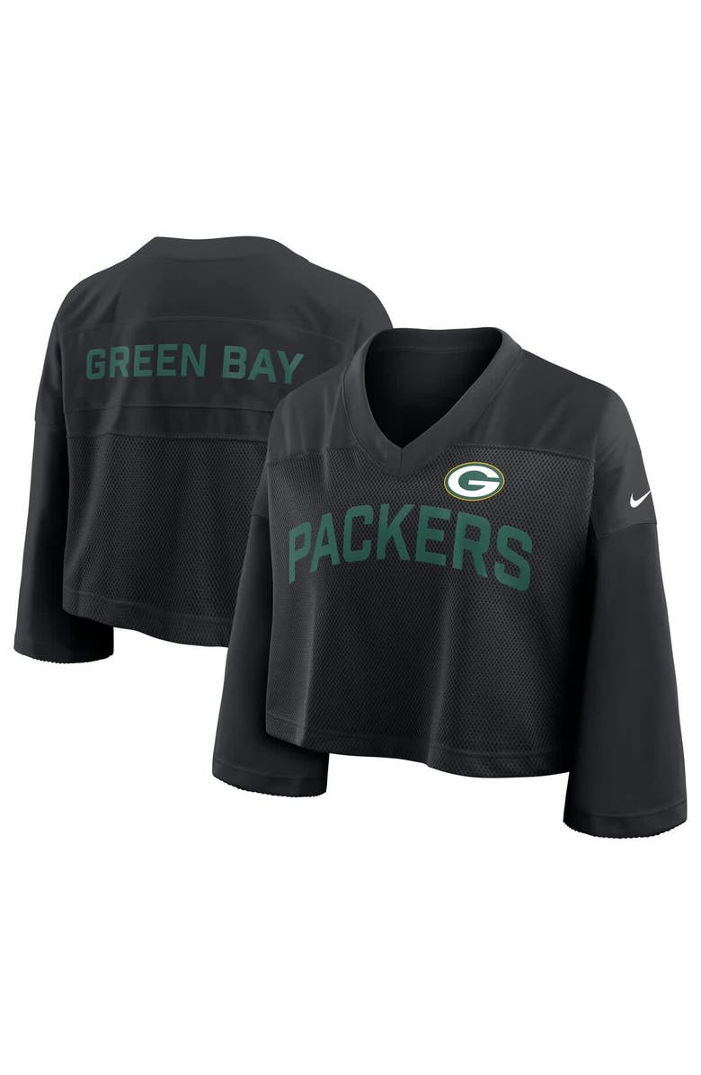 Nike Women's Nike Black Green Bay Packers Primetime Cropped Mesh Fashion Jersey, Alternate, color, 