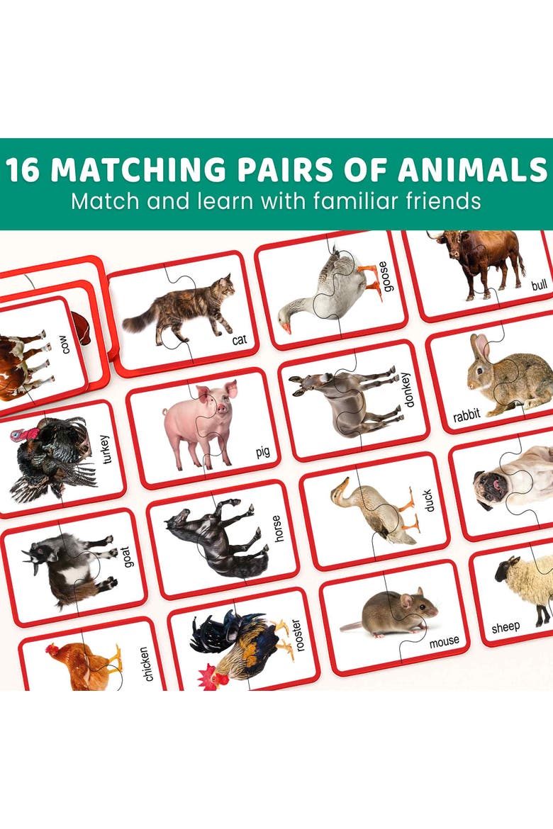 32-Piece Matching Puzzle Set for Toddlers, Alternate, color, Farm Animals