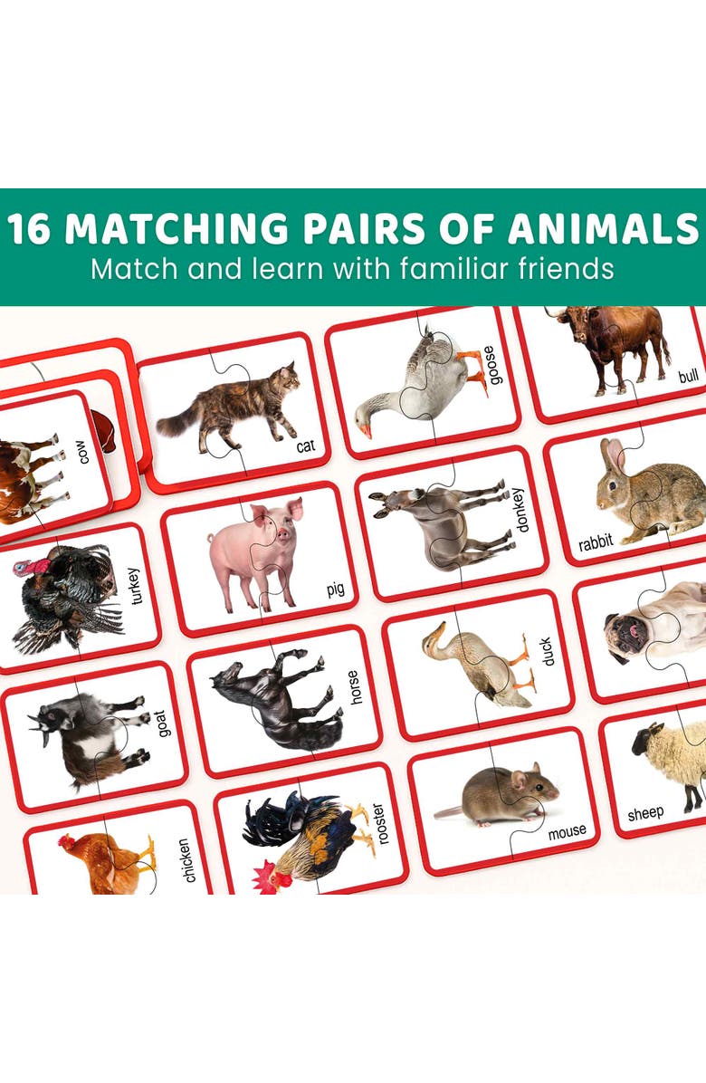 Quokka 32-Piece Matching Puzzle Set for Toddlers, Alternate, color, Farm Animals