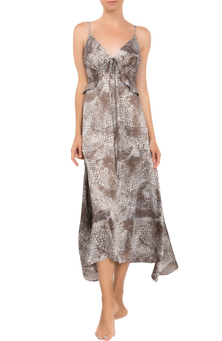 Everyday Ritual Empire Ruffle Satin Nightgown, Main, color, 