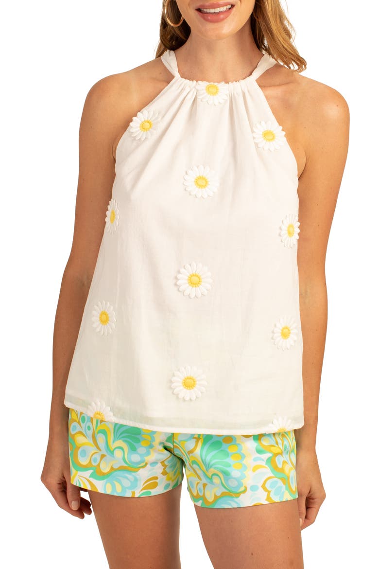 Rancho Daisy Appliqué Halter Tank, Main, color, WHITE/ DAISY