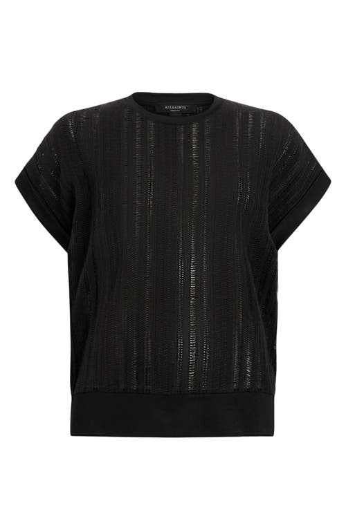 Allsaints Giana Open Stitch Short Sleeve Sweater In Black